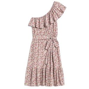Heatherly Women’s One Shoulder Floral Print Tie Waist Ruffle Dress Size 2X NWT
